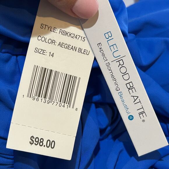 Bleu by Rod Beattie Molded-Cup One-Piece Swimsuit Blue Women's 14 NWT - Picture 3 of 10